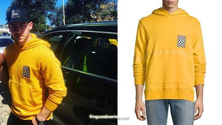 STYLE : Nick Jonas with a mustard hoodie