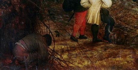 La pie sur le gibet Brueghel 1568 Die_Elster_auf_dem_Galgen Musee regional de la Hesse, Darmstadt detail chieur