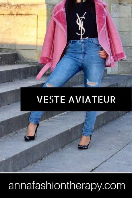 La veste aviateur rose