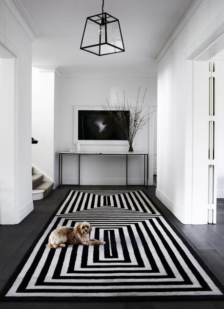 rayures couloir noir et blanc horizontale sol tapis graphique