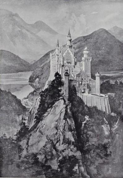 Neuschwanstein, un  dessin de James Douglas (1858-1911)