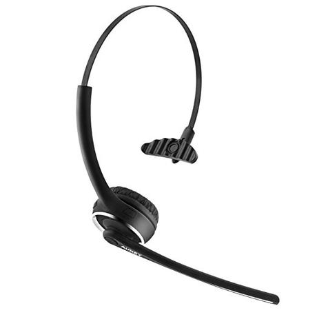 AUKEY Casque Bluetooth Headset sans fil anti-bruit, Mono et Microphone intégré pour appel en mains libres compatible avec la plupart des téléphones mobiles, ordinateurs portables, PS3, etc.