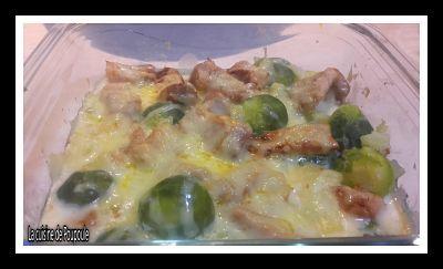 Gratin de choux de bruxelles, pommes de terre et porc au thermomix ou sans Gratin de choux de bruxelles, pommes de terre et porc au thermomix ou sans