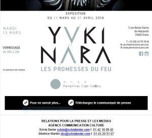 Galerie Pierre-Yves CAER   « Les Promesses du Feu »  YUKI NARA le 13 Mars 2018