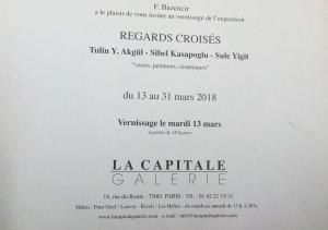 Galerie LA CAPITALE   » Regards Croisés  » TULIN  Y AKGUL  SIBEL KASAPOGLU SULE YIGIT 13/31 Mars 2018