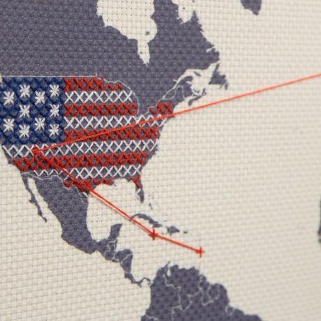 carte du monde déco point de croix diy États-Unis