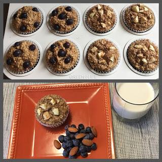 Muffins à l'amande, avoine et fruits  - IG Bas