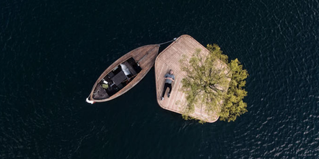 DESIGN : Une île flottante avec un seul arbre au port de Copenhague