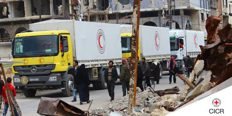 Syrie : un nouveau convoi humanitaire est entré aujourd’hui dans Douma à l’est de Damas