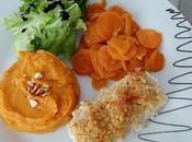 Cabillaud croûte noisettes cantal carottes l'ail