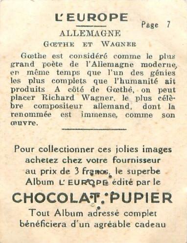 Beaux chromos: Richard Wagner et Goethe dans les chromos Chocolat Pupier