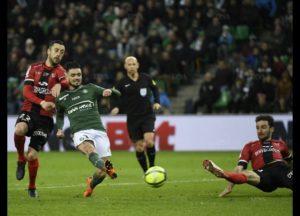 Cabella qui inscrit le 2ème but des verts face à Guingamp