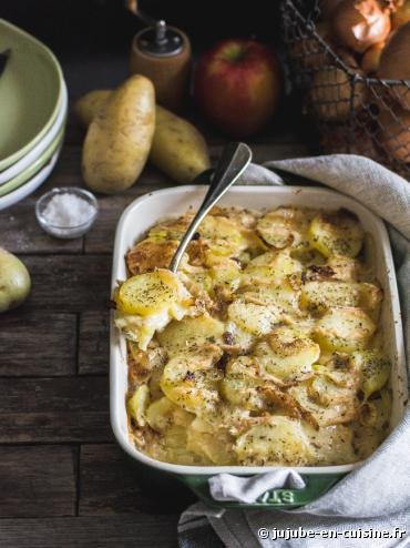 Recette bio : Gratin de pommes de terre au munster bio Bonneterre