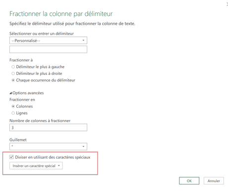 Caractères spéciaux Power Query