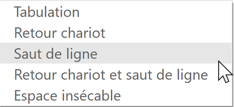 Choix caractères spéciaux