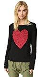 Wildfox Women's Sparkle Heart Baggy Beach Pullover, Jet Black, Small