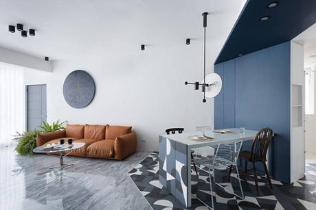 Une décoration totalement noire, blanche et bleue pour ce superbe appartement Une décoration totalement noire, blanche et bleue pour ce superbe appartement