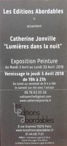 « Lumières dans la nuit » Exposition Catherine JONVILLE -Les éditions Abordables » 3/30 Avril 2018