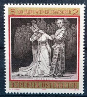 L'oeuvre de Wagner dans les timbres-postes: Lohengrin, timbre autrichien de 1969