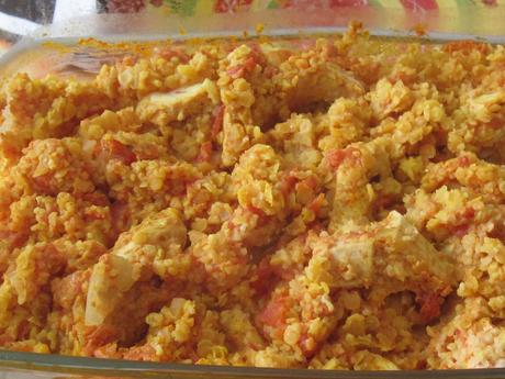 Lentilles corail /boulgour à l'indienne et au poulet Lentilles corail /boulgour à l'indienne et au poulet