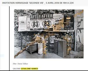 Galerie Géraldine BANIER  une exposition : « SECONDE VIE »  6 Avril au 2 Juin 2018