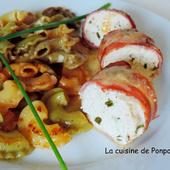 Mousse de poulet bardée de fines tranches de lard accompagnée d'une sauce au soumaintrain - La cuisine de Ponpon: rapide et facile!