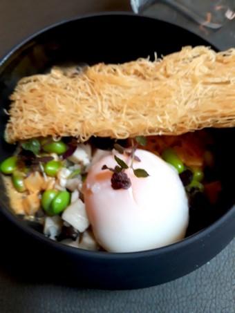 Champignons japonais, œuf parfait, © Gourmets&co