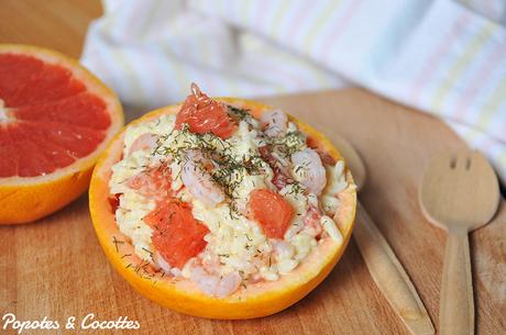 Salade de riz aux crevettes et au pamplemousse