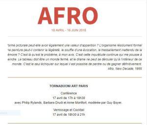Galerie TORNABUONI ART PARIS   « AFRO »  l’expressionniste abstrait italien 18 Avril au 16 Juin 2018