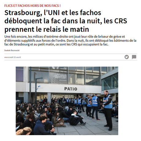 à #Strasbourg, #LREM, FN et #identitaires #UNI s pour casser du gauchiste