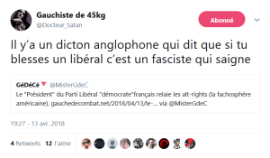 Le « Président » du Parti Libéral « démocrate »français relaie les alt-rights (la fachosphère américaine).