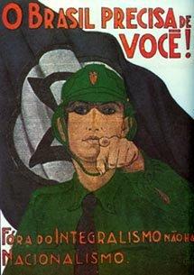 Bresil 1937 Le Bresil a besoin de toi Carte postale du Parti integraliste pro nazi (Camisa Verde)