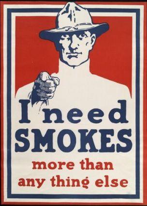 WW1 USA 1918 Poster distributed by the Our Boys in France Tobacco Fund,