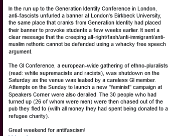 Génération Identitaire ridiculisée à #Londres #GenerationIdentity