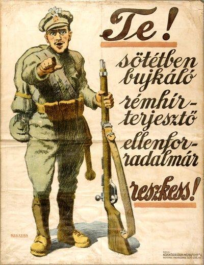 Hongrie 1919 You, gossipspreader counter-revolutionary, be afraid affiche de SANDOR KONYA