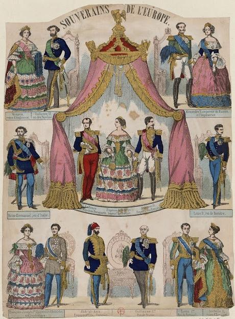 Louis II dans les images d'Epinal. Souverains de l'Europe, une estampe en couleurs de 1866