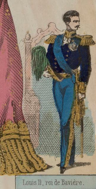 Louis II dans les images d'Epinal. Souverains de l'Europe, une estampe en couleurs de 1866 Louis II dans les images d'Epinal. Souverains de l'Europe, une estampe en couleurs de 1866