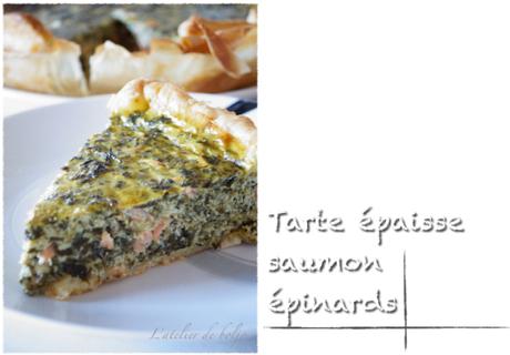 Tarte ou quiche épaisse saumon épinards