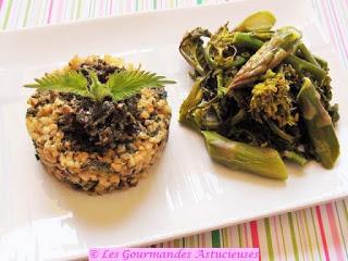 Pesto aux orties, asperges du jardin et fleurs de chou (Vegan)