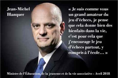 Le message vidéo du ministre de l'Education Nationale, Jean-Michel Blanquer, grand amateur du jeu d'échecs