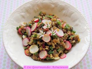 Salade aux 2 lentilles, aux radis et à l'Ail des Ours (Vegan)