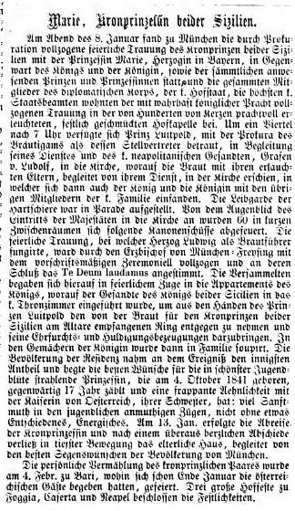 Le mariage de Marie, duchesse  en Bavière, le 8 juin 1859 à Munich