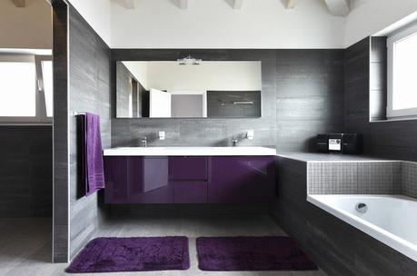 Meuble Salle De Bain Design Gris Meuble Salle De Bain Moderne En Violet Laqué Tapis Violets