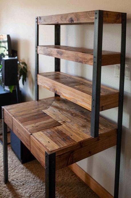 Meuble De Recup Meuble De Recup Custom order for Tim Pallet Wood and Metal Floor Standing Shelf