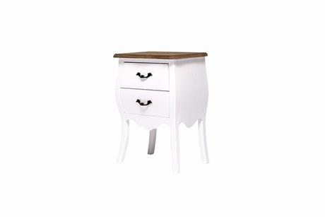Meuble Tv orientable Table De Chevet 2 Tiroirs Barocco Blanc Et Naturel