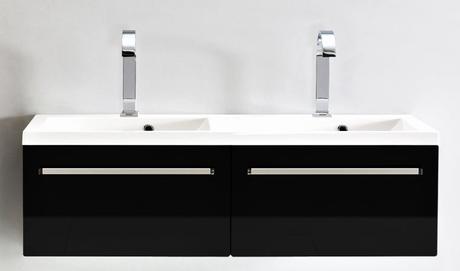 Meuble salle de bain noir double vasque tiroirs et colonne Accessoires salle de bain pas cher