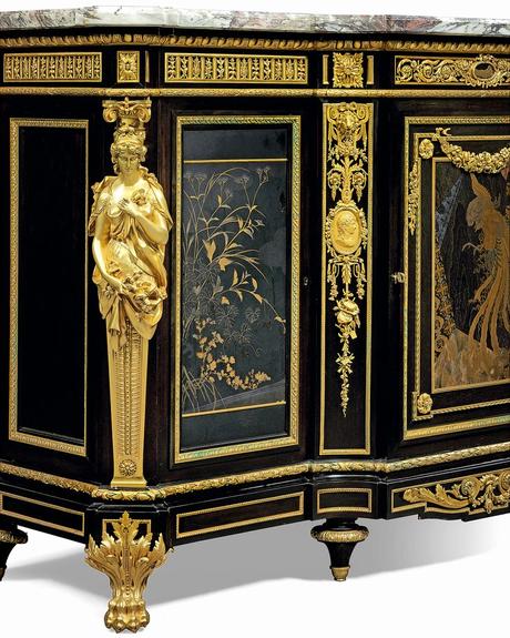 c1867 Guillaume Grohé Paris circa 1867 A FRENCH ORMOLU AND LACQUER MOUNTED EBONY