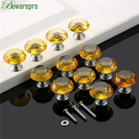 Quincaillerie Meuble Cuisine Bowarepro Jaune Diamant Cristal En Verre Accessoires De Cuisine Du