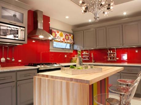 décoration de cuisine rouge et grise