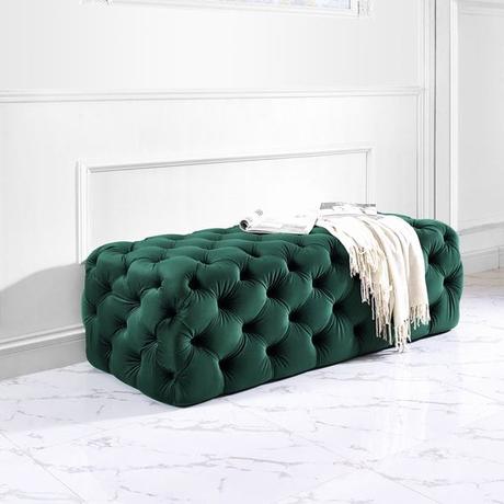 Ottoman Meuble Ottoman Meuble Kaylee Green Velvet Jumbo Ottoman